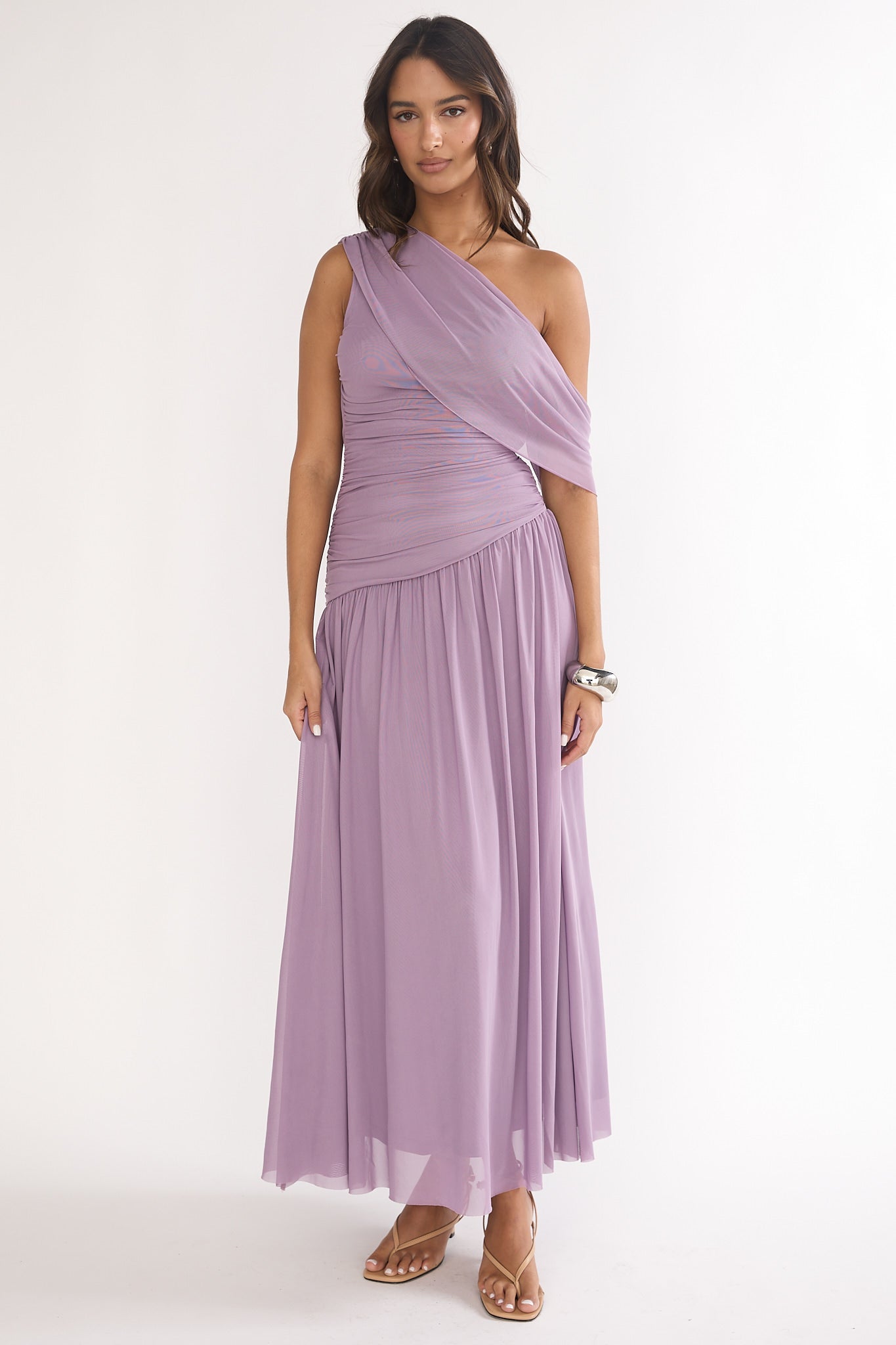 Amretha Asymmetric Neckline Maxi Dress Amethyst