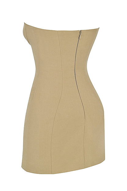 stone strapless mini dress