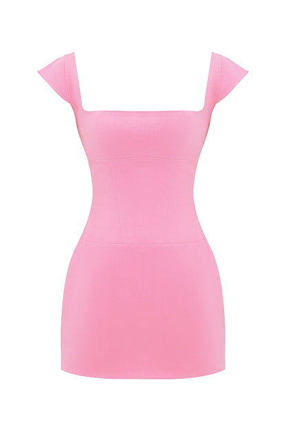 french pink corset mini dress