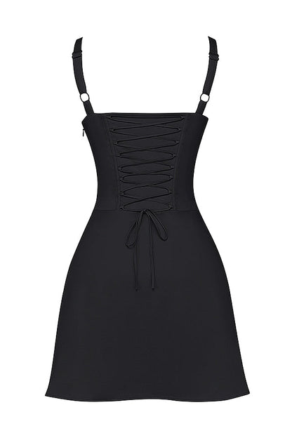 black corset mini dress