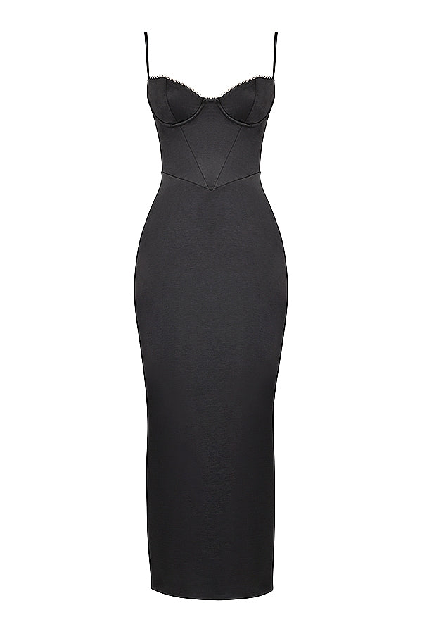 black corset maxi dress