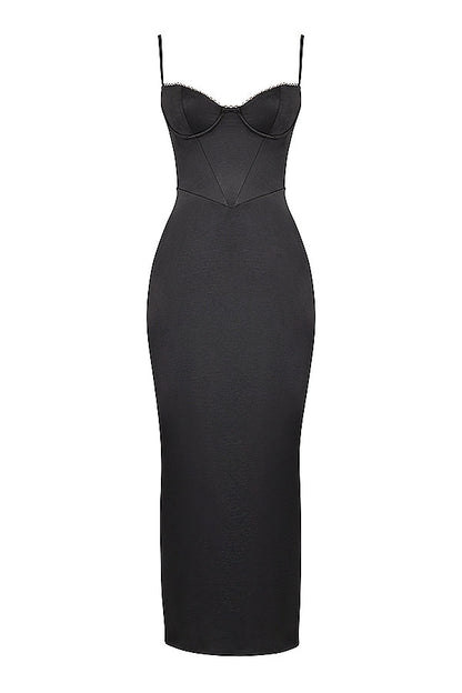 black corset maxi dress