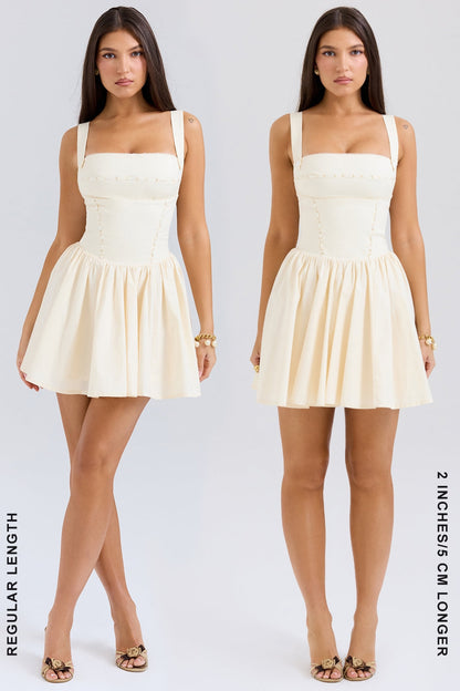 buttermilk ribbon detailed mini dress