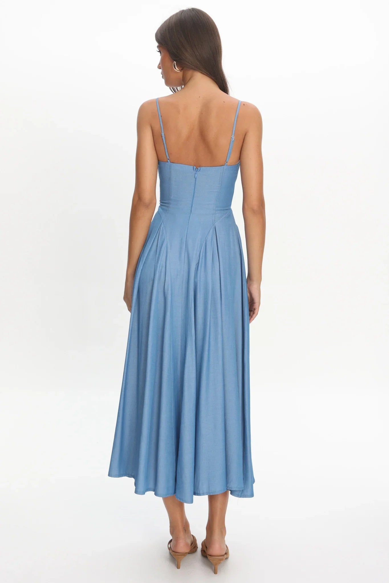 Take It All Cami Strap Midi Dress Light Blue