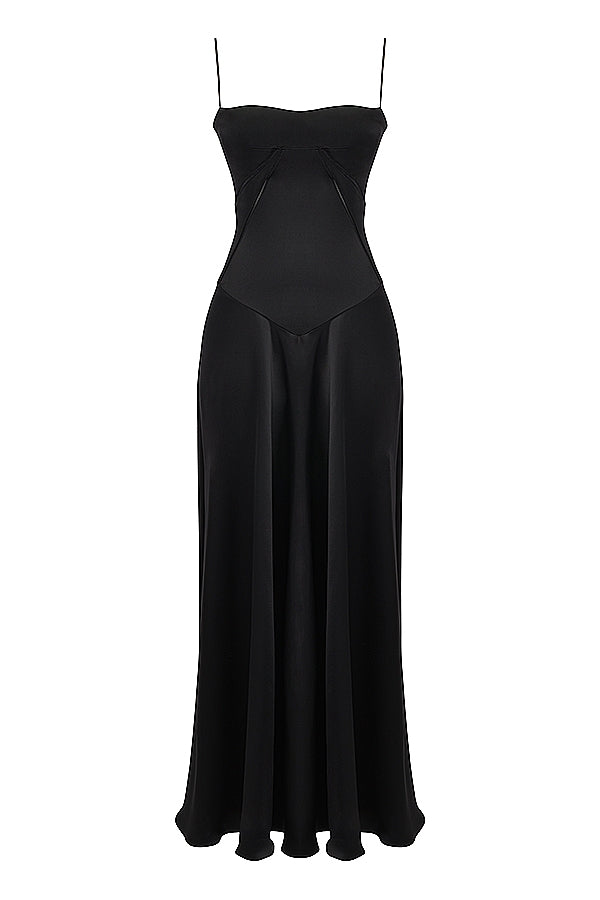 black lace up maxi dress