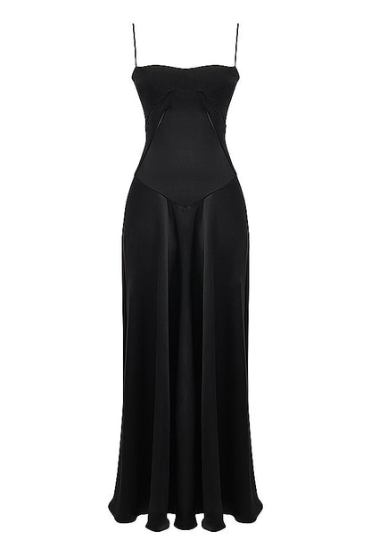 black lace up maxi dress