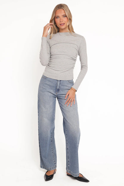 Nissa Long Sleeve Top - Heather Grey