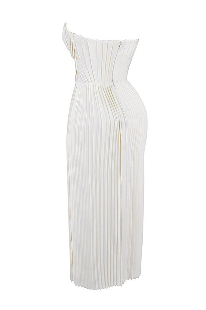 ivory pleated maxi dress