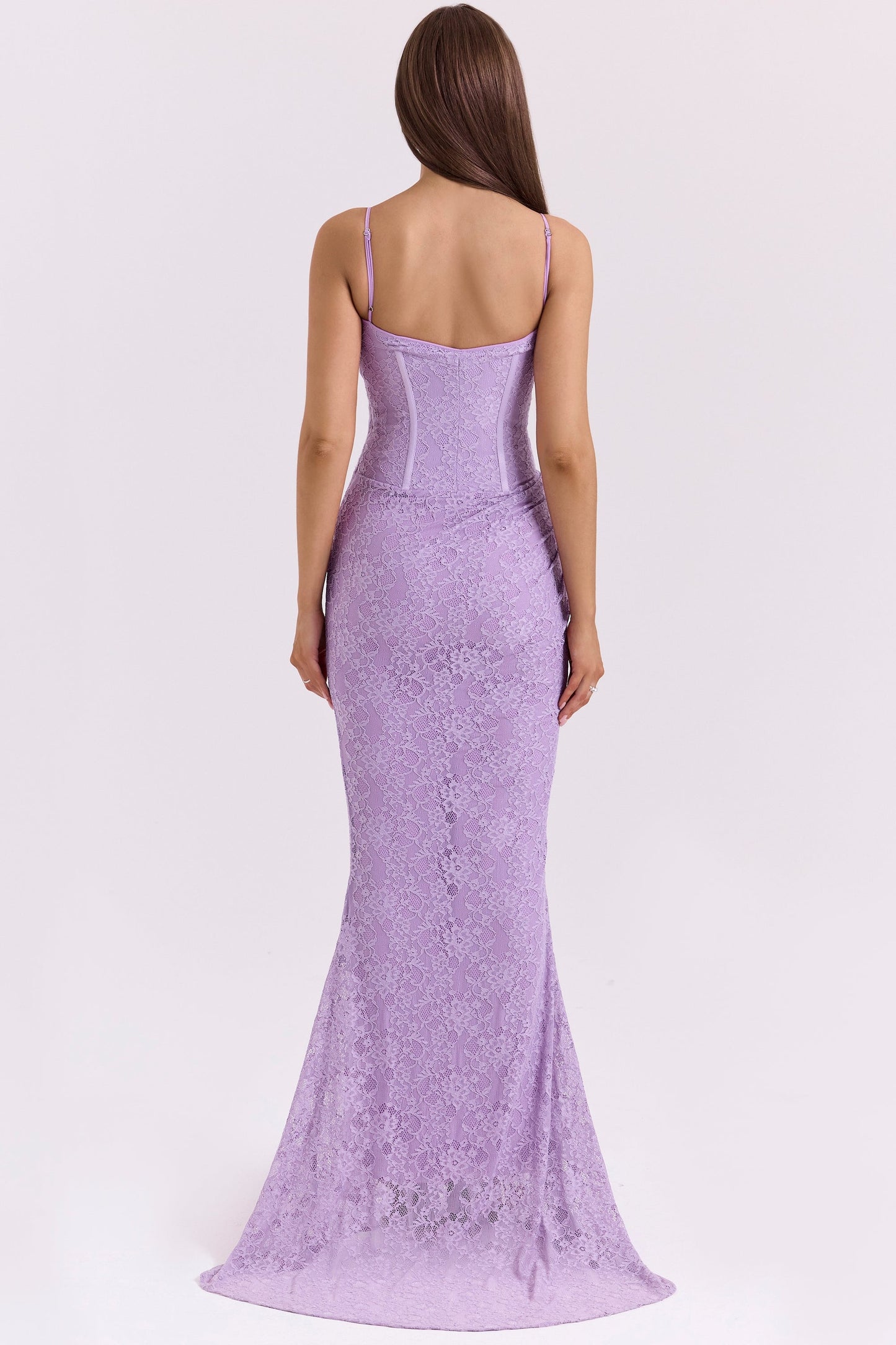 orchid lace corset maxi dress