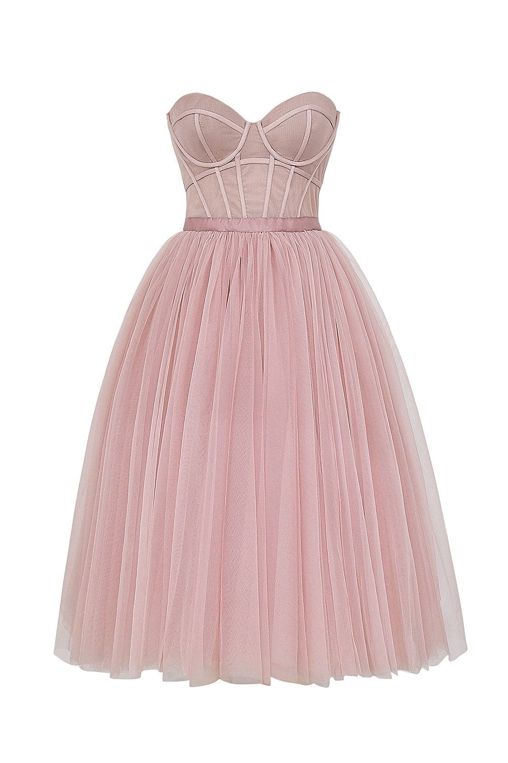 french rose tulle midi dress - sale