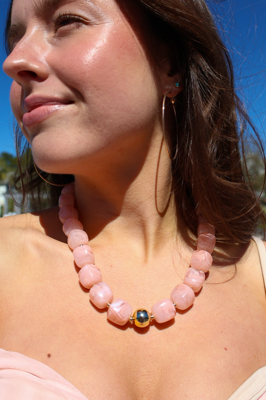Jennifer Pink Beaded Necklace