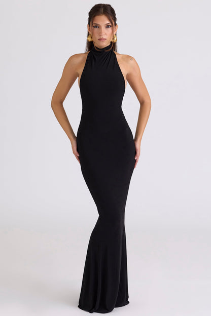 black backless silhouette maxi dress - limited edition