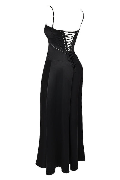 black lace up maxi dress