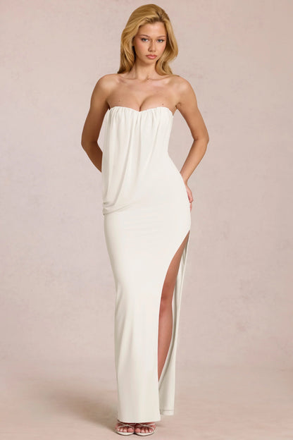 Bandeau Draped Maxi Dress in Ivory