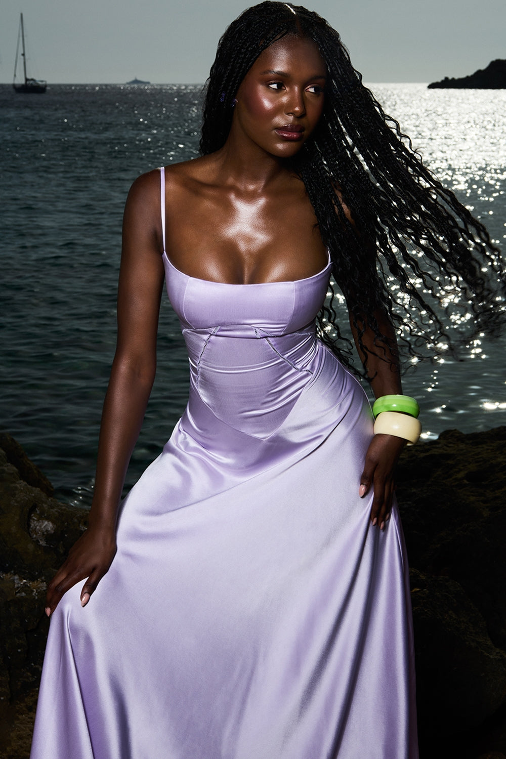 orchid lace up maxi dress