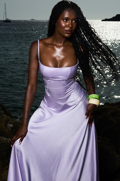 orchid lace up maxi dress