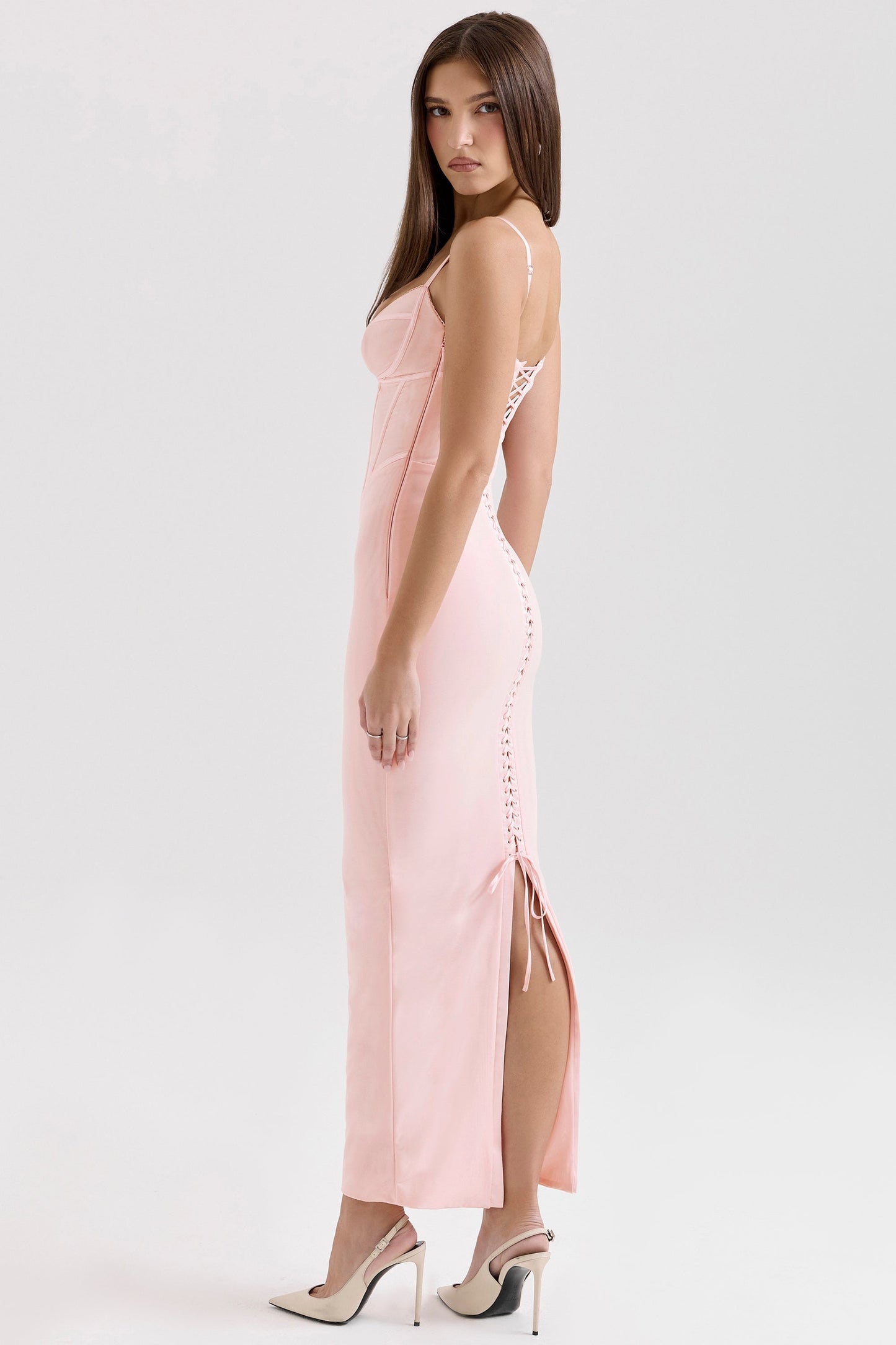 pink mesh bodycon maxi dress