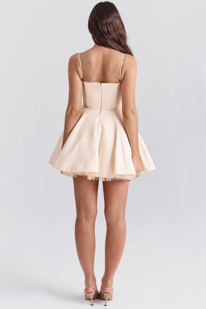 vintage cream tulle mini dress