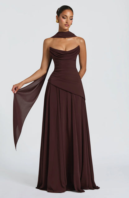 Patricia Maxi Dress - Plum Brown