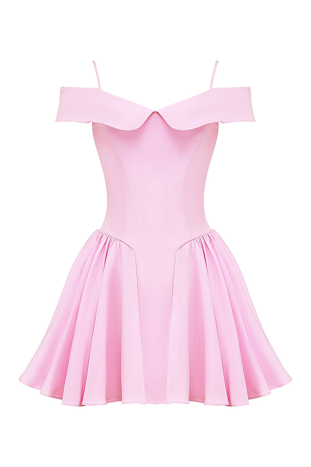 cotton candy twill off shoulder mini dress
