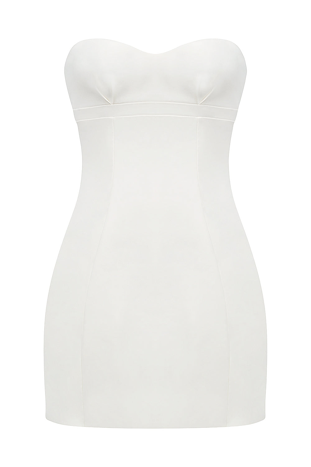 white strapless twill mini dress