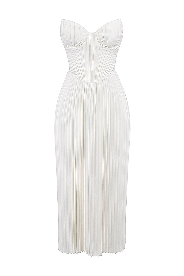 ivory pleated maxi dress