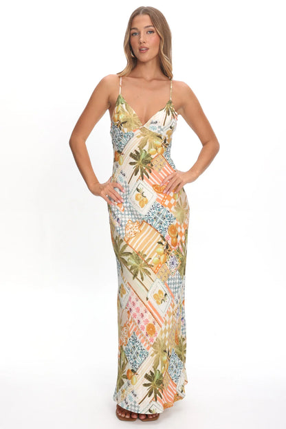 Jaya Floral A-line Maxi Dress Las Palmas