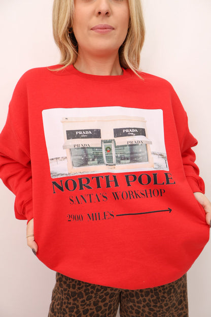 North Pole Storefront Sweatshirt – Red