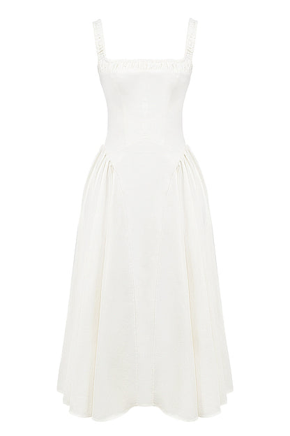 white cotton midi sundress