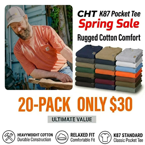 🔥Last Day Promotion!CHT Men's K87 Workwear Loose Fit Heavyweight Short-Sleeve Pocket T-Shirt (Also Available in Big & Tall)