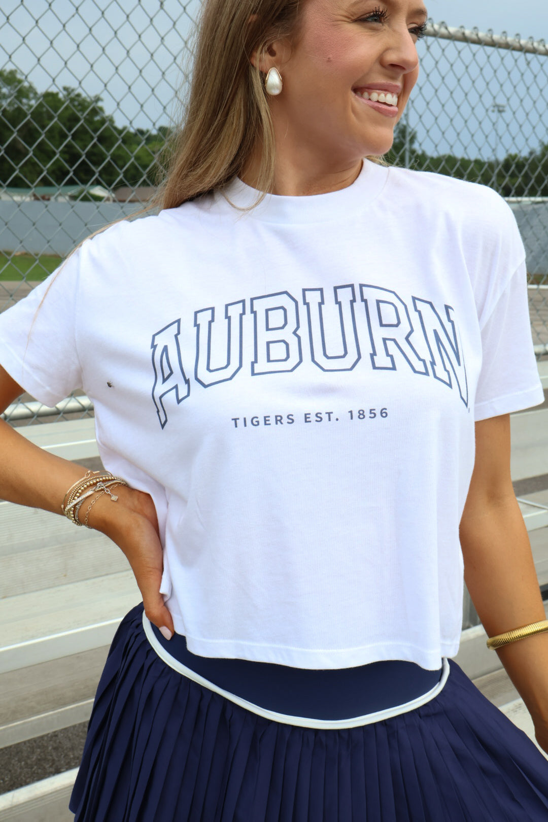Auburn Crop Tee - White