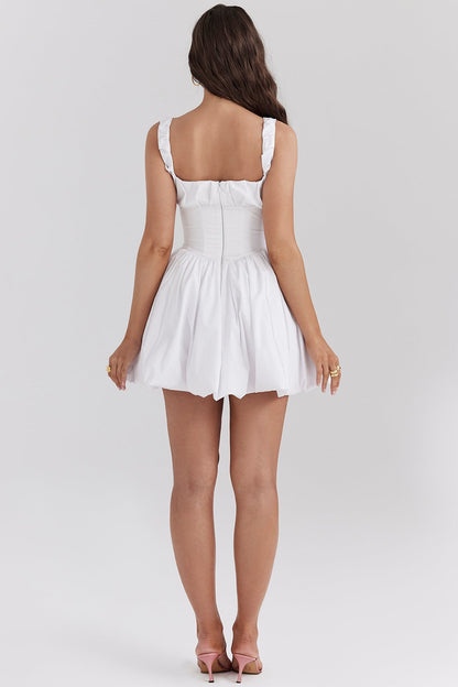 white cotton tulle mini dress