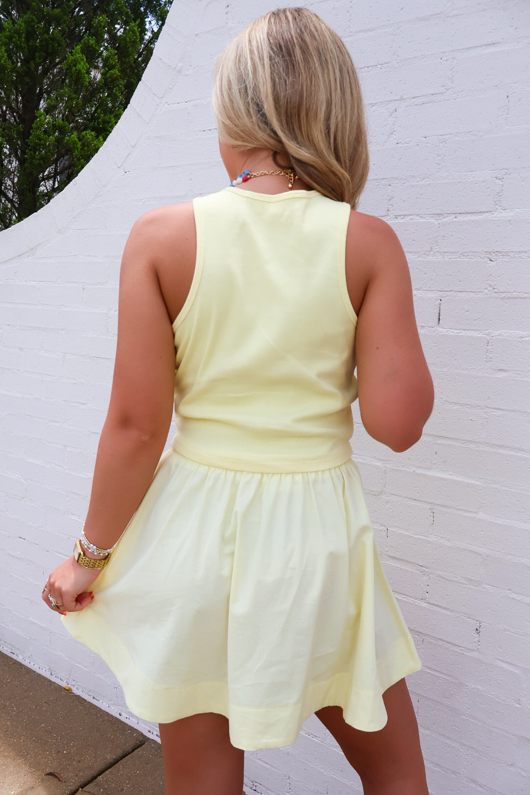 Tank + Flared Skirt Set - Yellow
