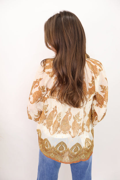 Mustard Paisley Print Blouse