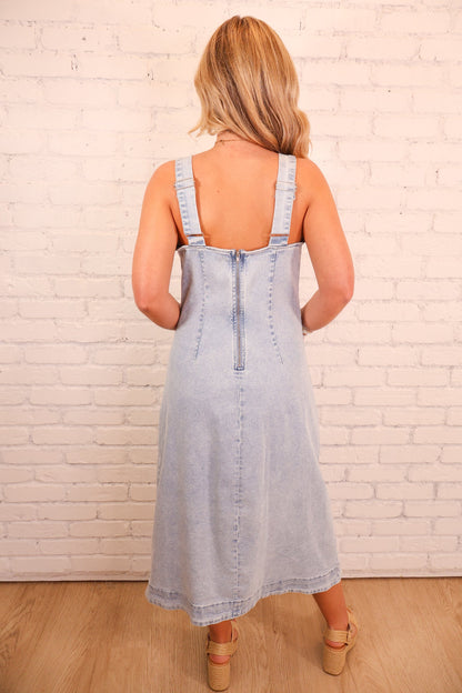Denim Jumper Midi Dress