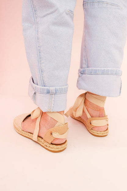 Canvas Ankle Wrap Espadrille Flats