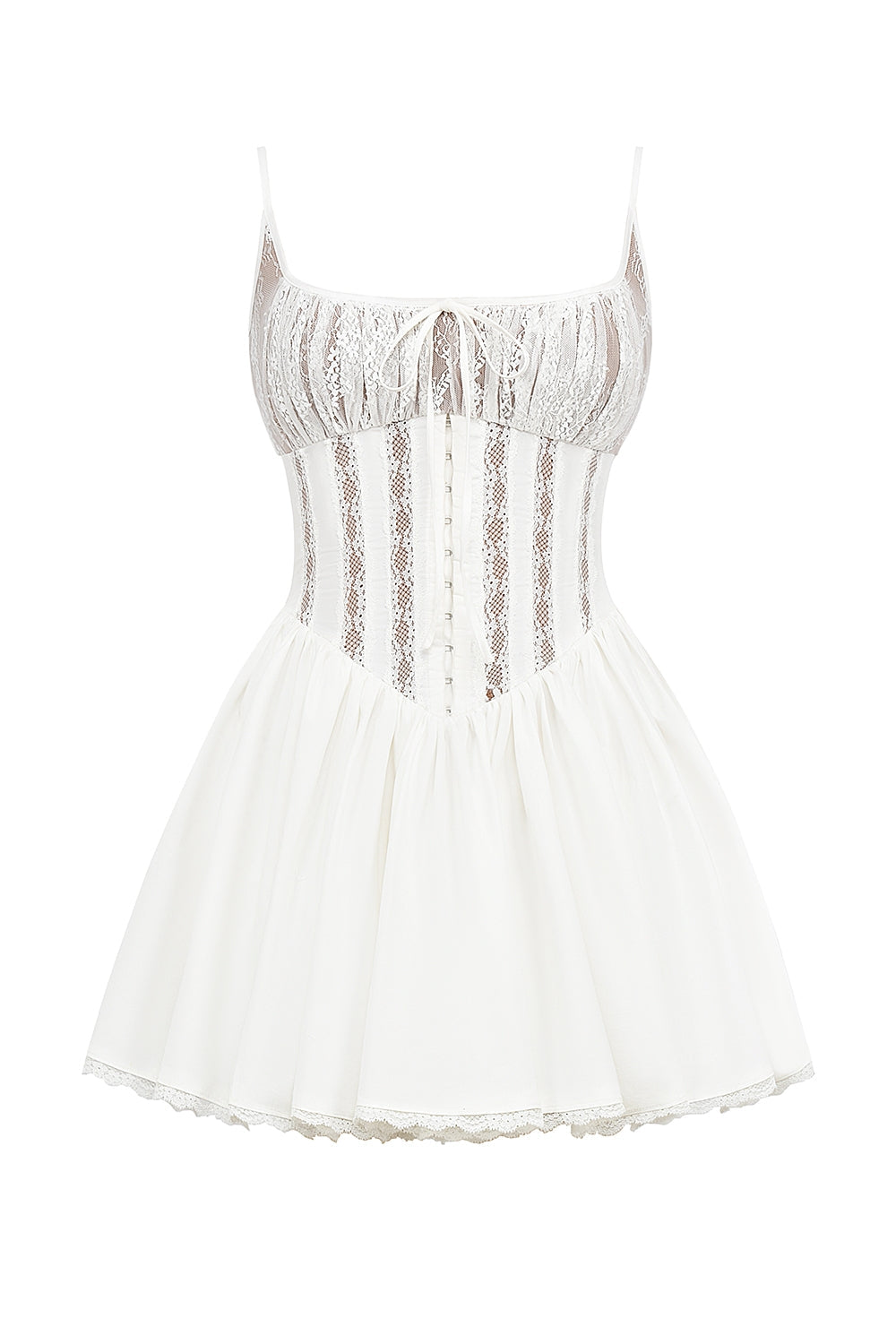white cotton corset mini dress