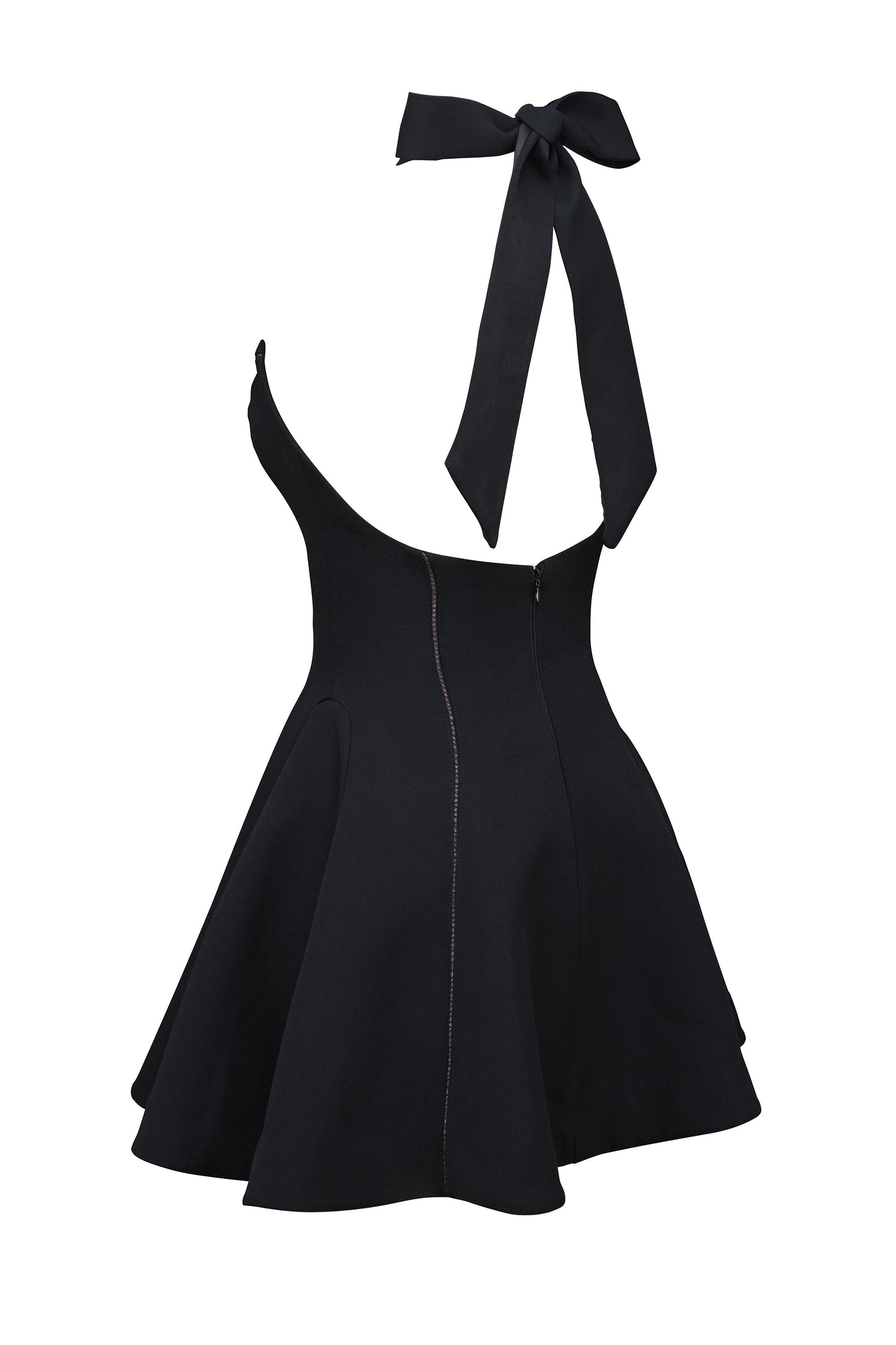 black halter neck bow mini dress