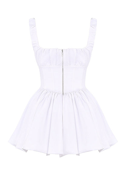 white cotton tulle mini dress