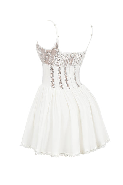white cotton corset mini dress