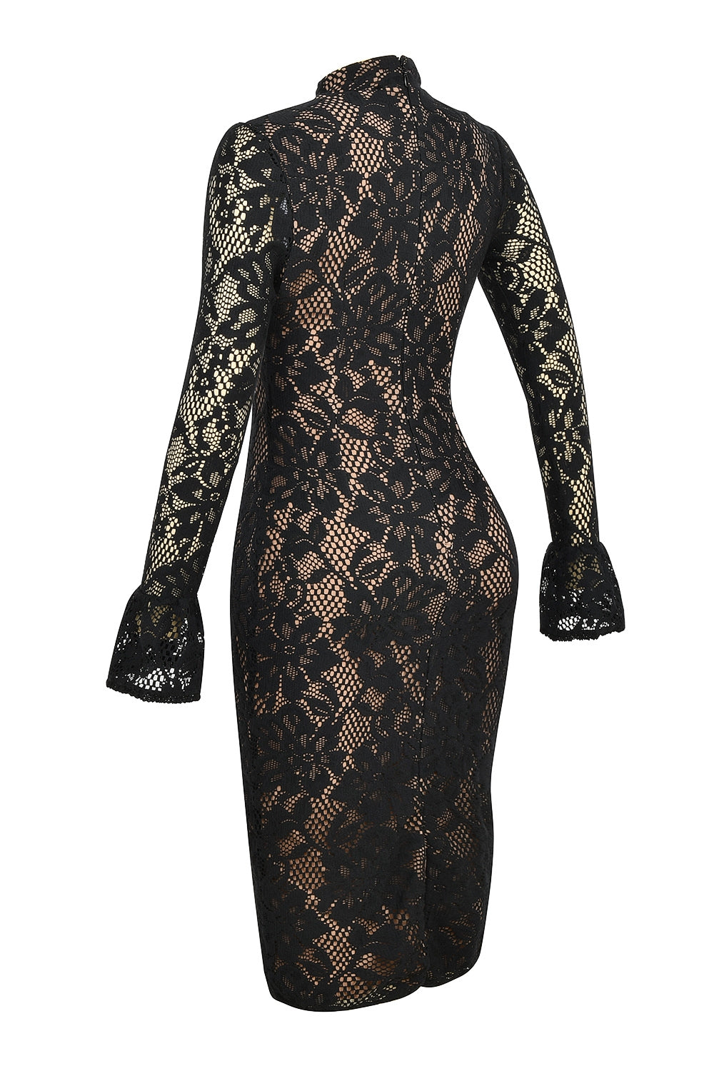 black lace midi dress