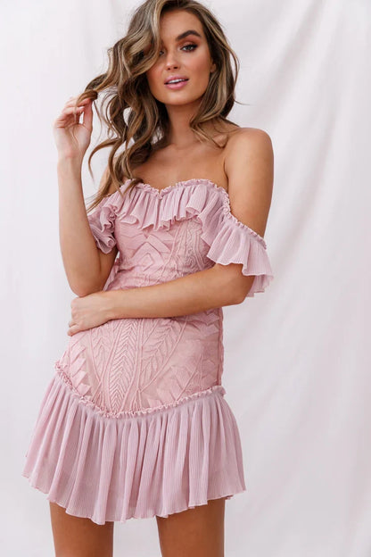 Dreamy Off-Shoulder Mini Dress Blush