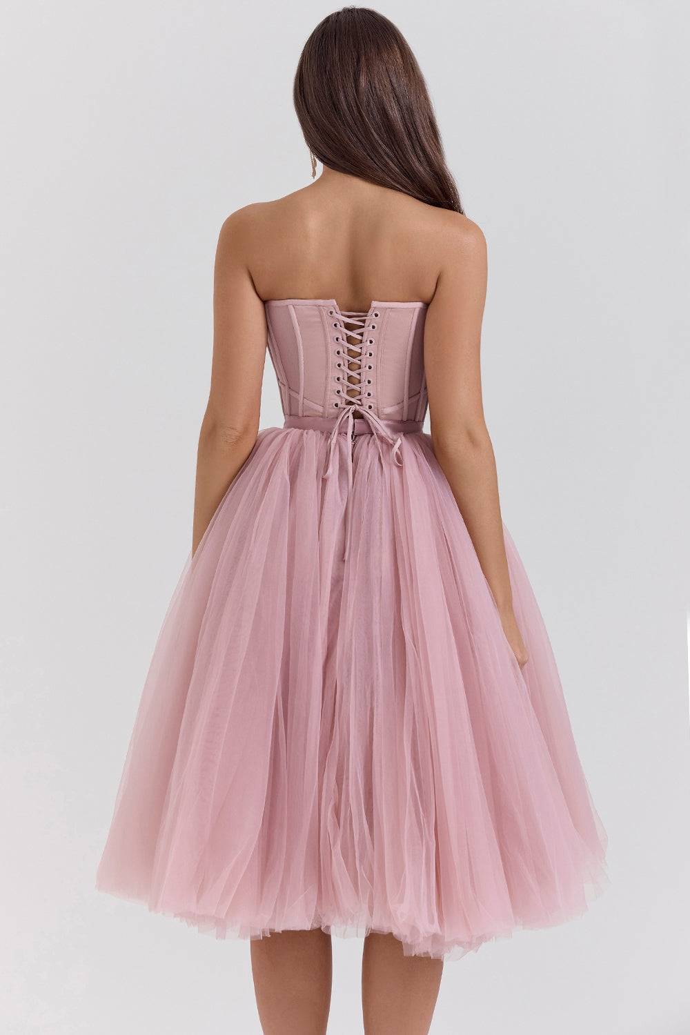 french rose tulle midi dress - sale