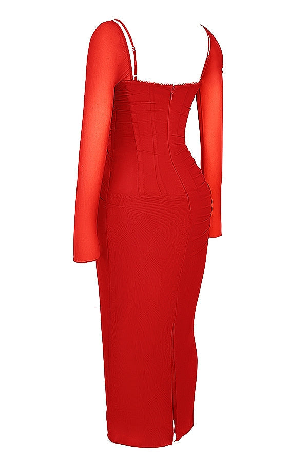 scarlet long sleeve maxi dress