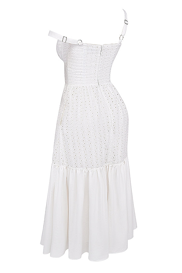 white broderie anglaise midi sundress