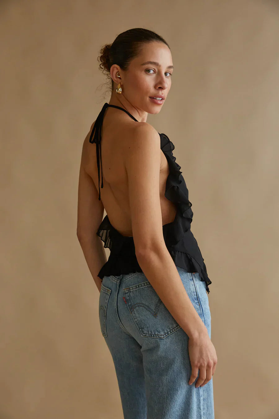 Claudia Rosette Chiffon Halter Top