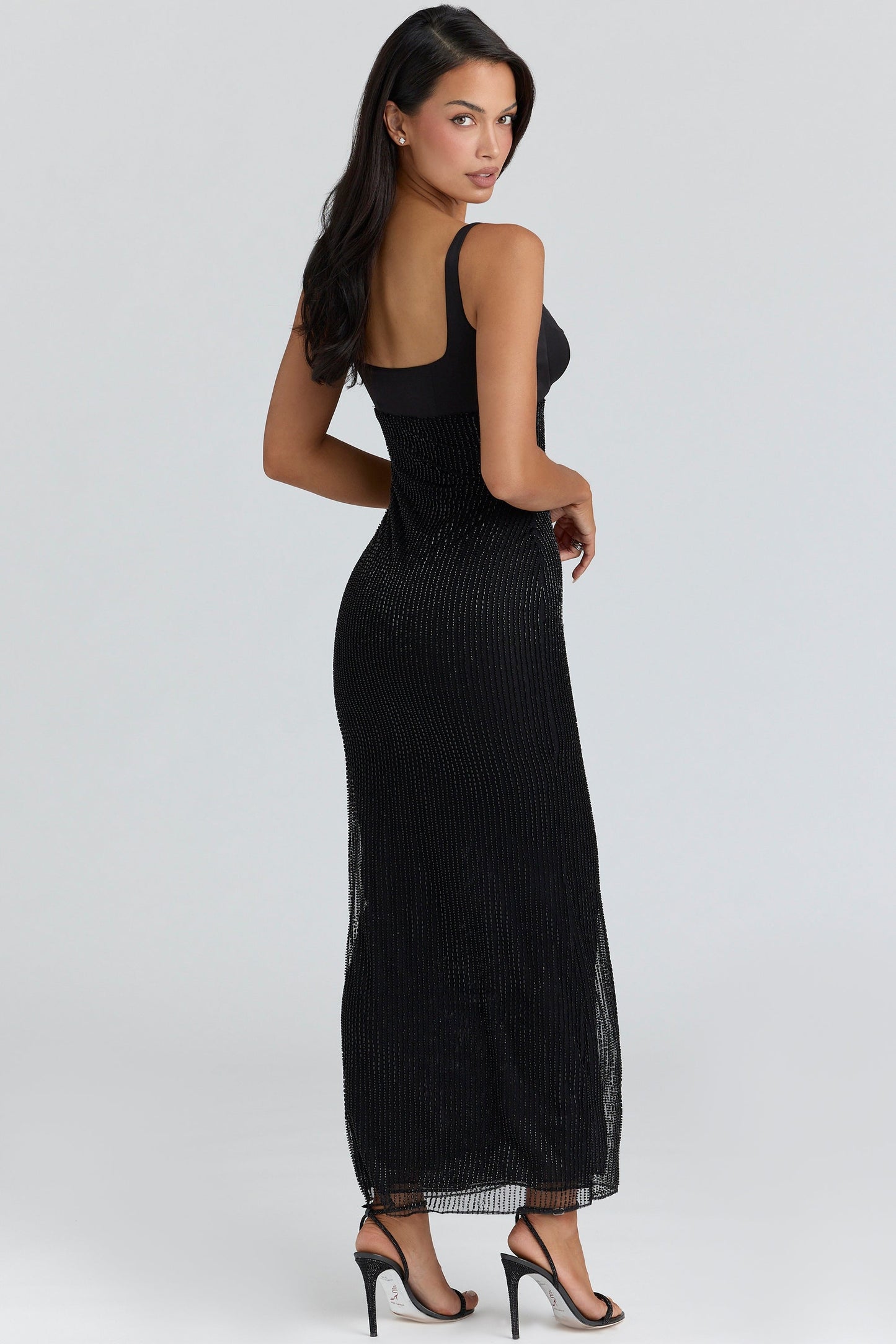 black hand beaded embellished maxi dress - limited edition