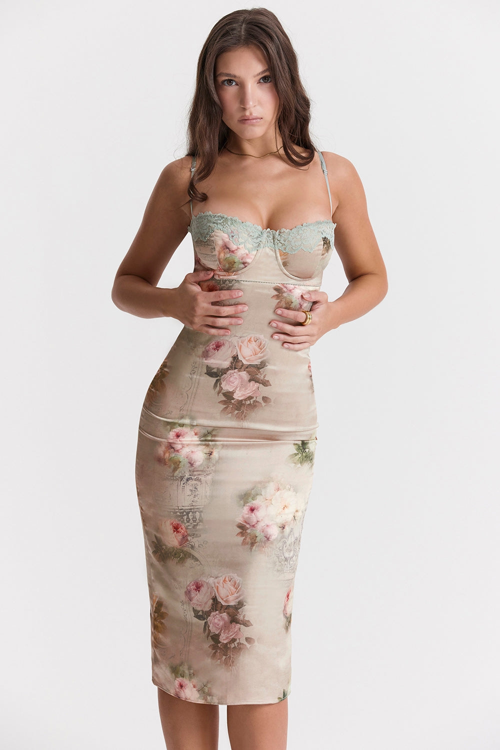 vintage floral midi dress