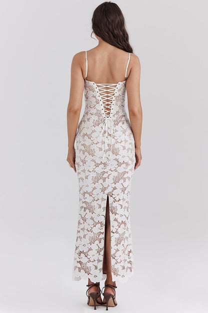white floral embroidered maxi dress