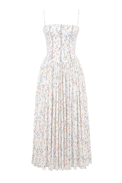 white posy print cotton maxi sundress